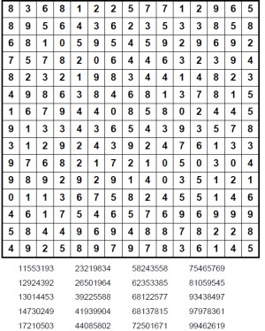 Large print Number Search Puzzles